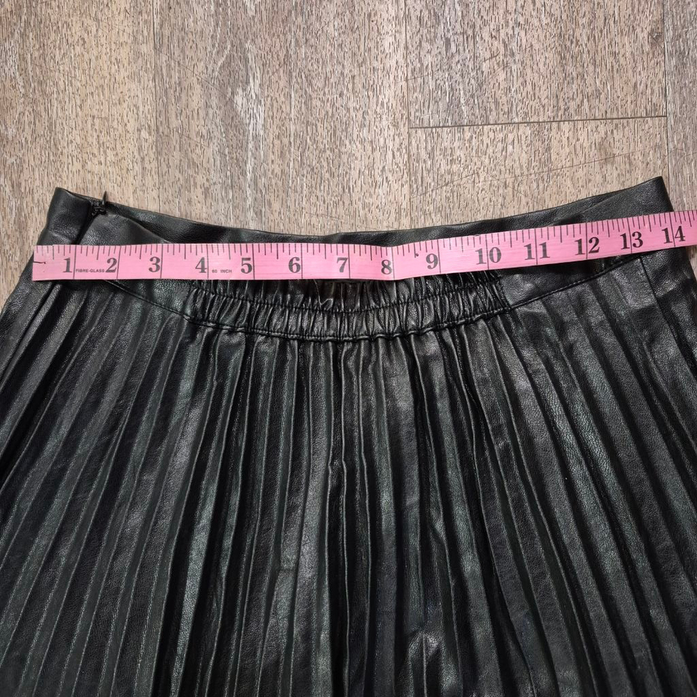 GRACIA Faux Leather‎ Pleated Midi Skirt Black Size L - Picture 11 of 11